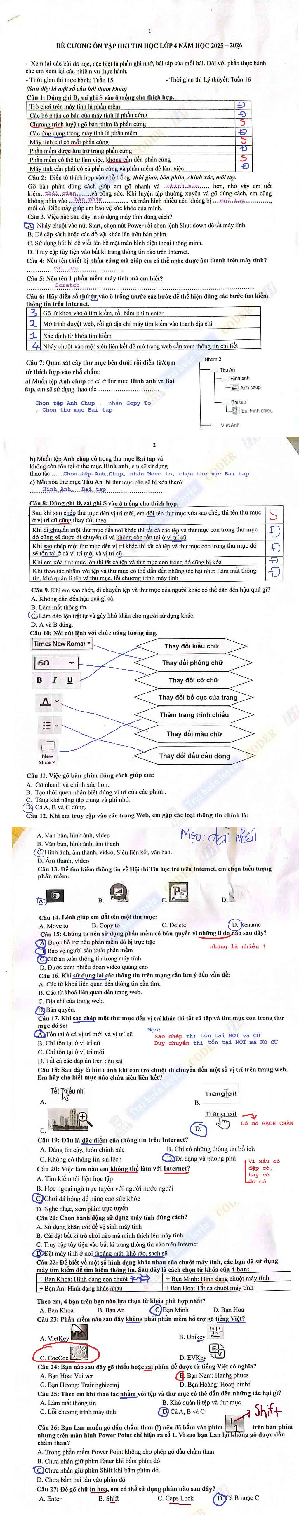 Giải đề thi lớp 4 - kỳ 1